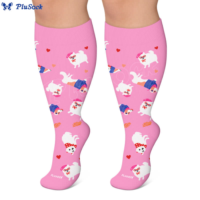 Plus Size Cartoon Flower & Animal Print Compression Socks - image 7