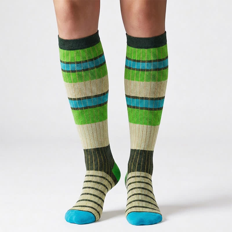 Colorful Stripe Print Compression Socks(6 Pairs) - image 2