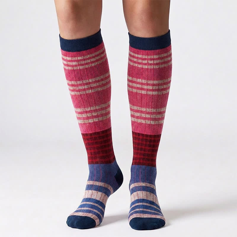 Colorful Stripe Print Compression Socks(6 Pairs) - image 4