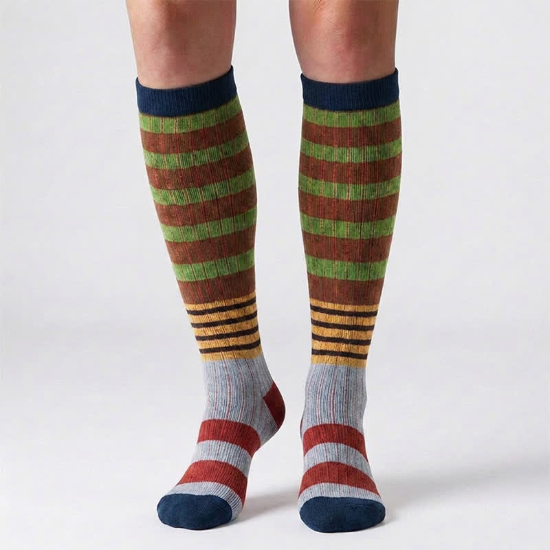 Colorful Stripe Print Compression Socks(6 Pairs) - image 5