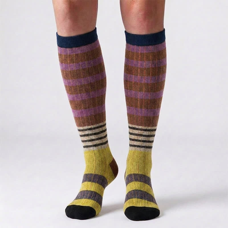 Colorful Stripe Print Compression Socks(6 Pairs) - image 6