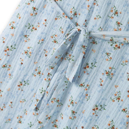 Plus Size Blue Floral Puff Sleeve Midi Dress - image 3