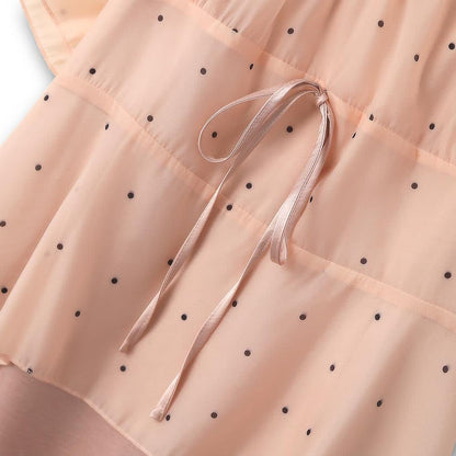 Blush Polka Dot Layered Chiffon Tie Waist Dress - image 2