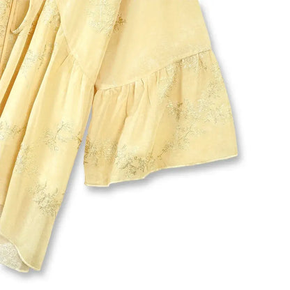 Plus Size Yellow Floral Cape Top Maxi Skirt Set - image 4