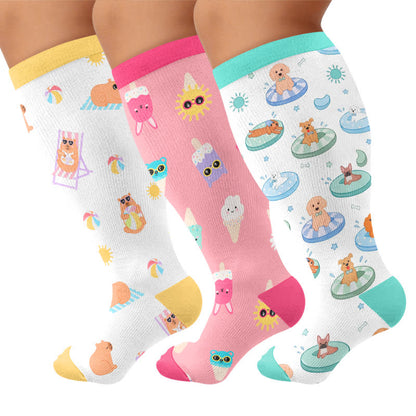 Plus Size Beach Capybara & Dog Print Compression Socks - image 4