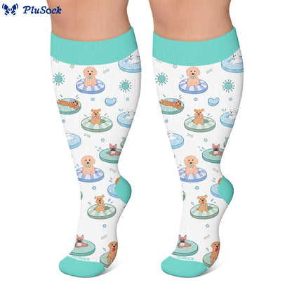 Plus Size Beach Capybara & Dog Print Compression Socks - image 5