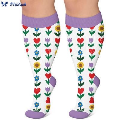 Plus Size Pastel Daisy Compression Socks - image 7
