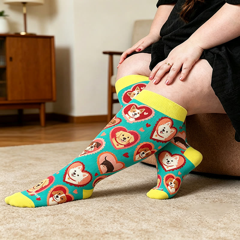 Plus Size Heart Sunglasses Dog Compression Socks - image 2