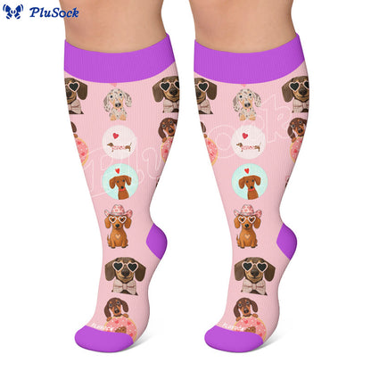 Plus Size Heart Sunglasses Dog Compression Socks - image 7