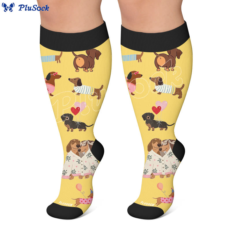 Plus Size Heart Sunglasses Dog Compression Socks - image 5