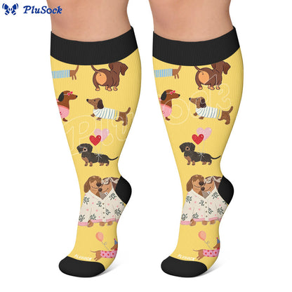 Plus Size Heart Sunglasses Dog Compression Socks - image 5