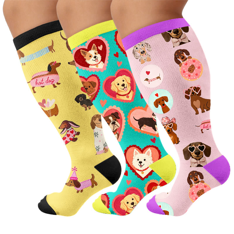 Plus Size Heart Sunglasses Dog Compression Socks - image 4