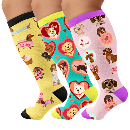 Plus Size Heart Sunglasses Dog Compression Socks - image 4
