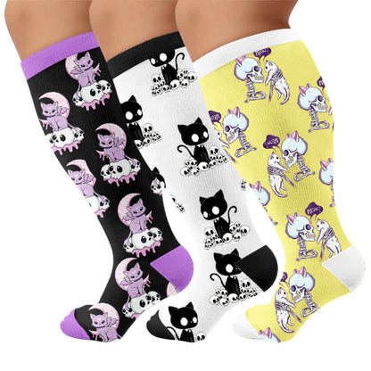 Plus Size Skull Moon Cat Compression Socks - image 4