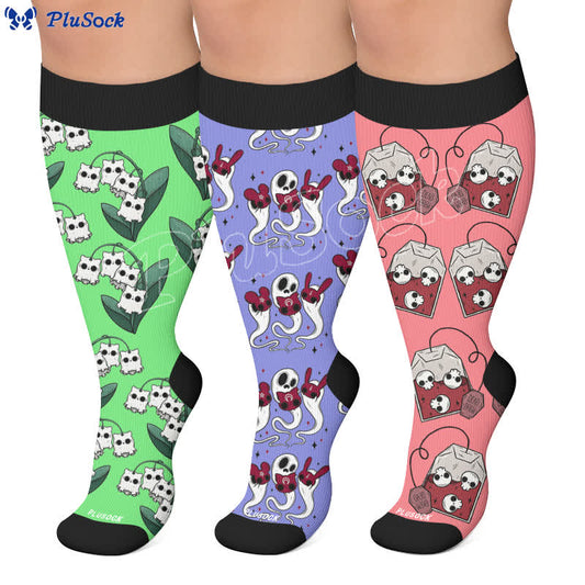Plus Size Ghostly Skeleton Compression Socks - image 0