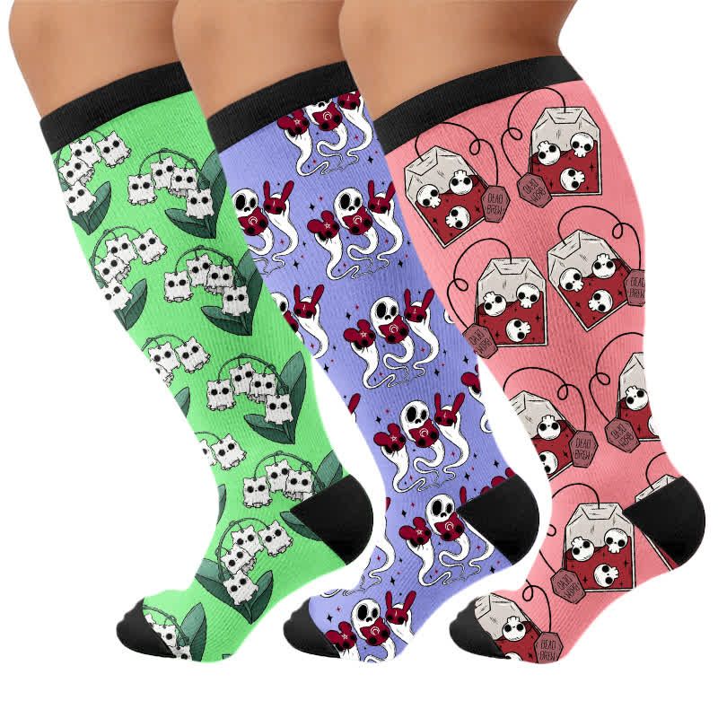 Plus Size Ghostly Skeleton Compression Socks - image 4