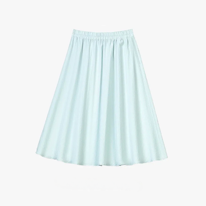 Plus Size Solid Loose Cotton Linen Top and Skirt Set - Skirt - Blue - 6XL - image 9