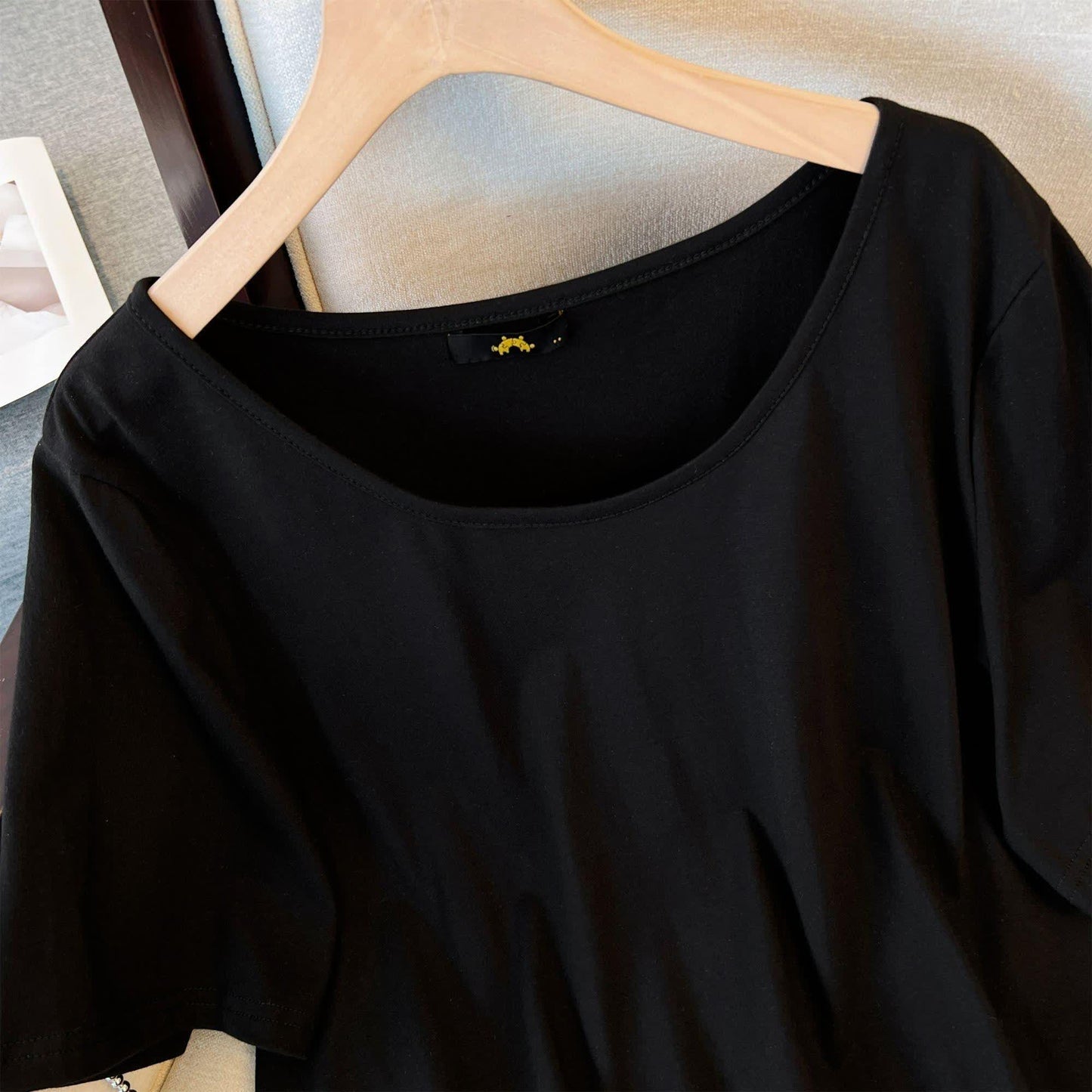 Plus Size Asymmetric Hem Cotton Blouse - image 4