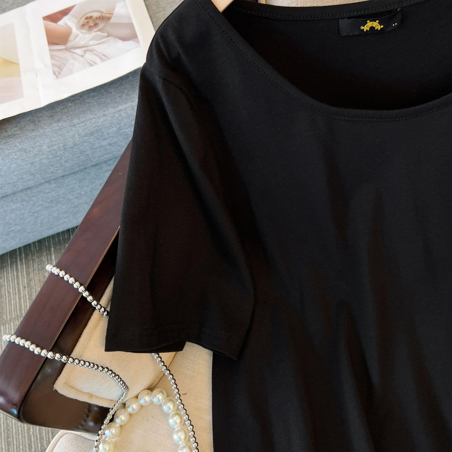 Plus Size Asymmetric Hem Cotton Blouse - image 17