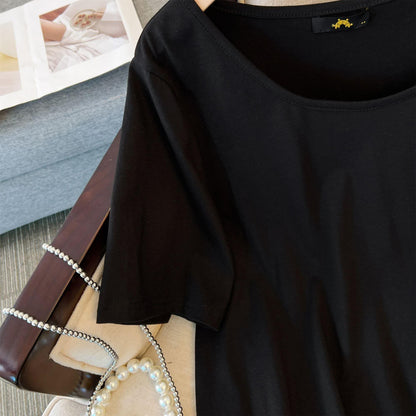 Plus Size Asymmetric Hem Cotton Blouse - image 17