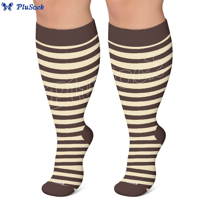 Plus Size Retro Tricolor Stripes Compression Socks - image 5