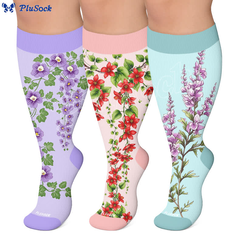 Plus Size Morning glory Compression Socks - image 0