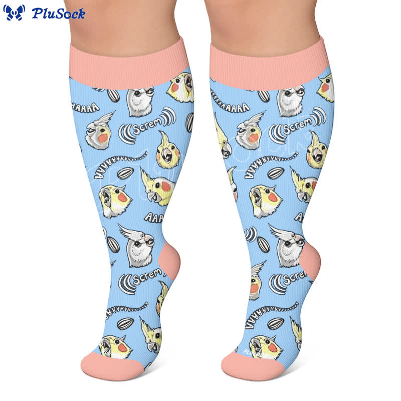 Plus Size Cat Parrot Compression Socks - image 5