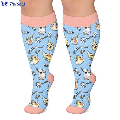 Plus Size Cat Parrot Compression Socks - image 5