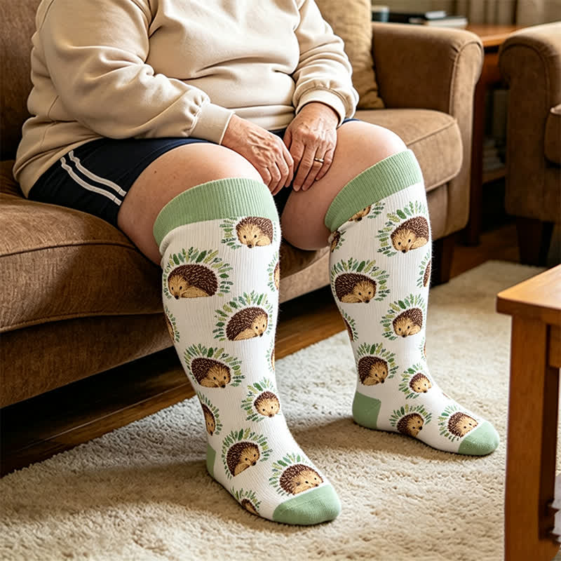 Plus Size Hedgehog Compression Socks - image 1