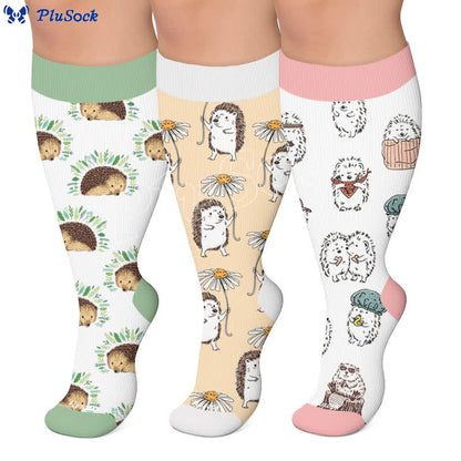 Plus Size Hedgehog Compression Socks - image 0