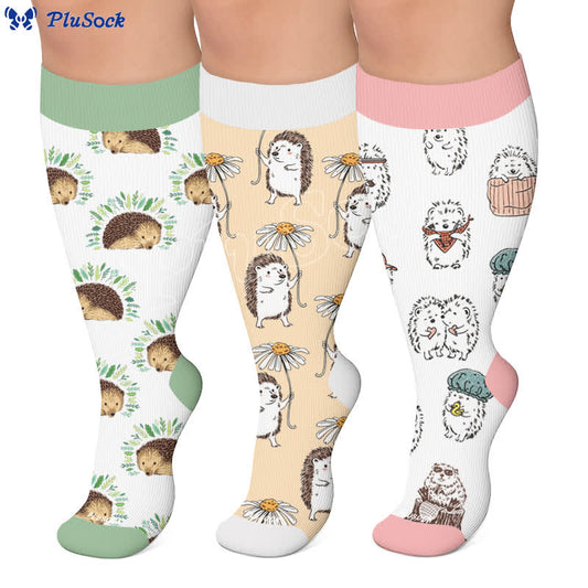 Plus Size Hedgehog Compression Socks - image 0