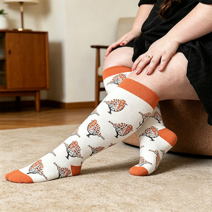 Plus Size Penguin Compression Socks - Orange(1 Pair) - 4XL - image 3