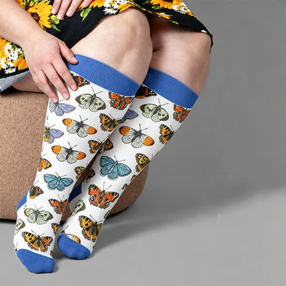 Plus Size Tulip Bloom Compression Socks - White(1 Pair) - 4XL - image 3