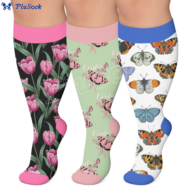 Plus Size Tulip Bloom Compression Socks - image 0
