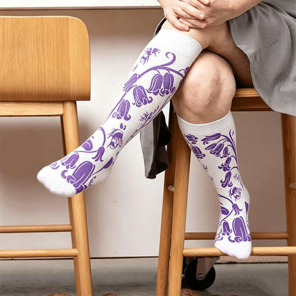 Plus Size Floral Bee Compression Socks - White(1 Pair) - 4XL - image 2