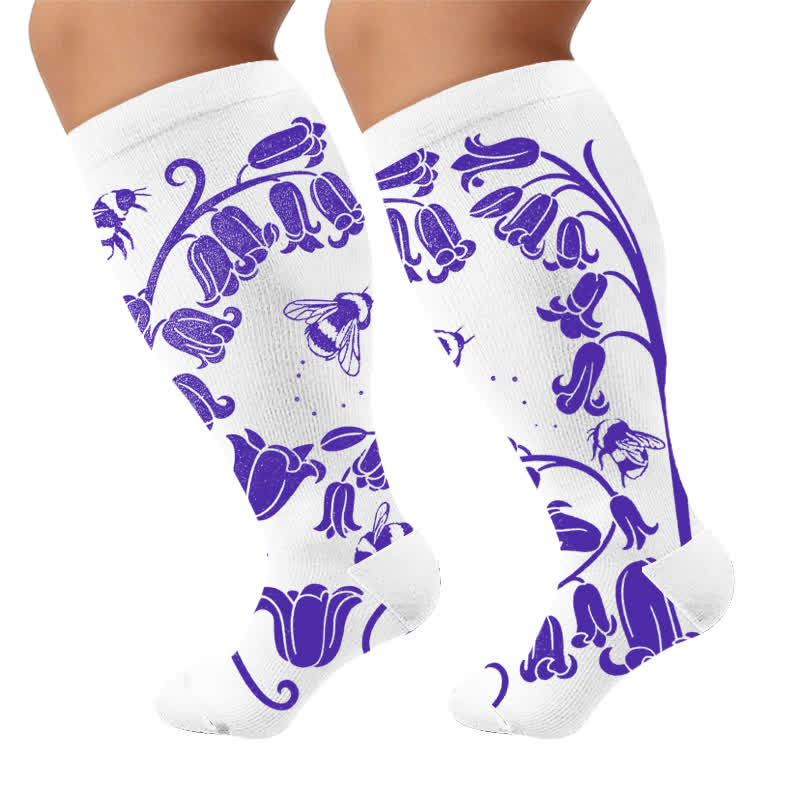 Plus Size Floral Bee Compression Socks - image 9