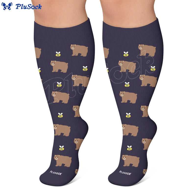Plus Size Cute Bear Compression Socks - image 6