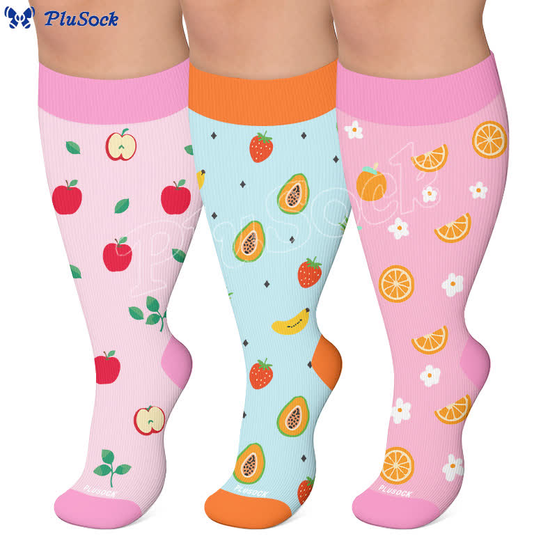 Plus Size Fruit Print Compression Socks - image 0