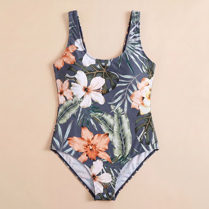 Vacation Wide Strap Tropical Floral One-Piece Swimsuit - image 9