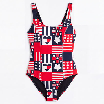 Multi Flower Tiger Rabbit Print Wide Strap One-Piece Swimsuit - image 14