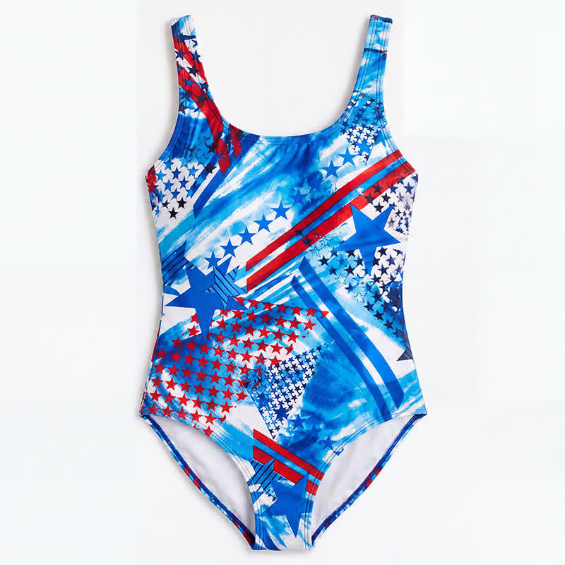 Multi Flower Tiger Rabbit Print Wide Strap One-Piece Swimsuit - image 12