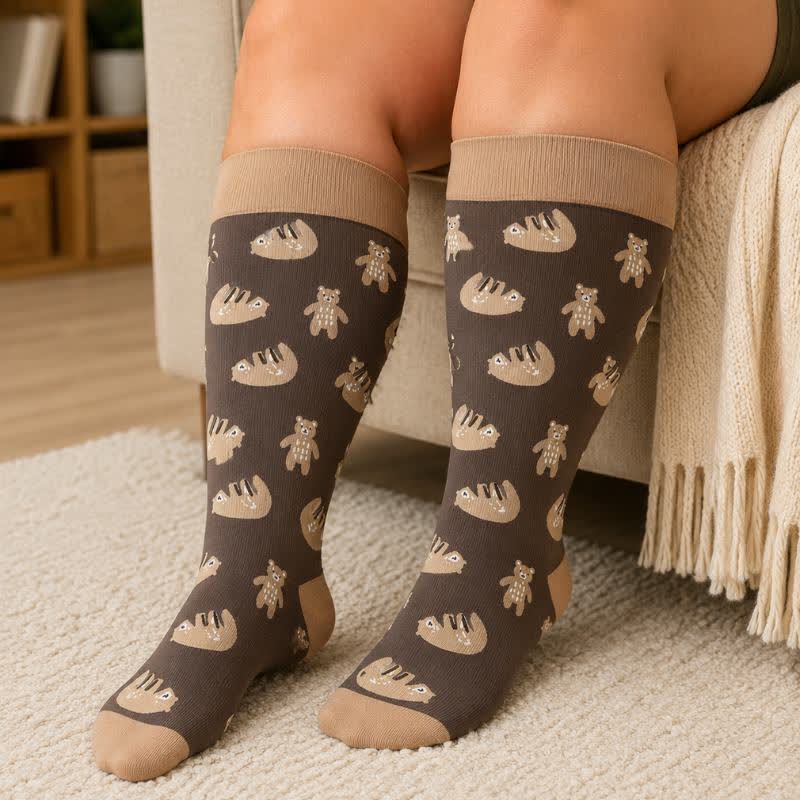 Plus Size Cute Bear Compression Socks - image 3