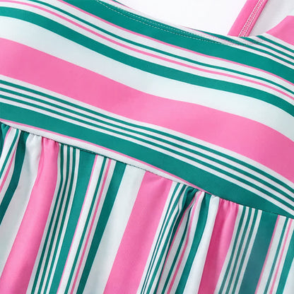 Tropical Floral Stripe Tankini Set - image 12