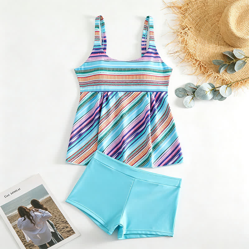 Tropical Floral Stripe Tankini Set - image 17