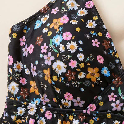 Black Floral Peplum Tankini Set - image 3