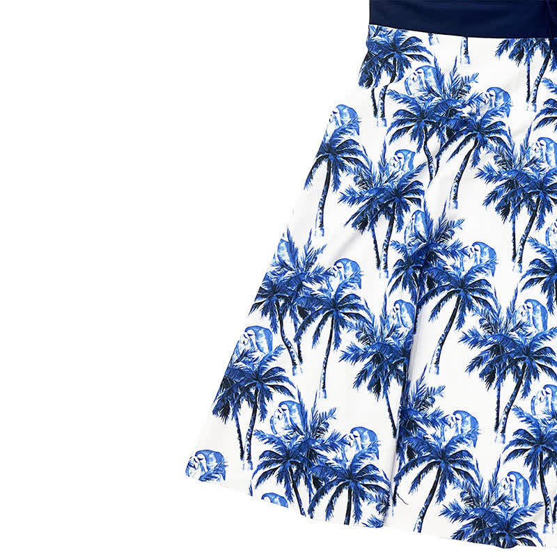 Tropical Palm Halter Swim Dress - image 4