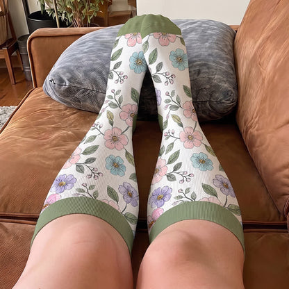 Plus Size Floral Garden Compression Socks - image 1