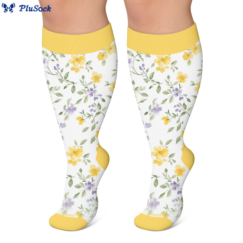 Plus Size Floral Garden Compression Socks - image 5