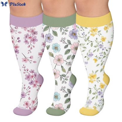 Plus Size Floral Garden Compression Socks - image 0