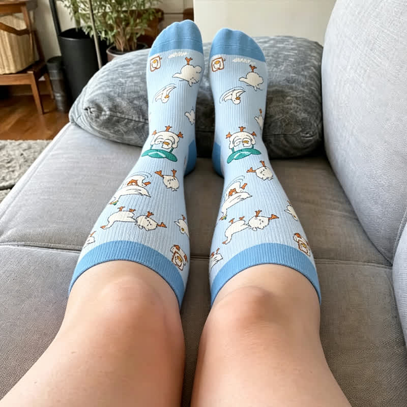 Plus Size Duck Cat Pattern Compression Socks - image 1